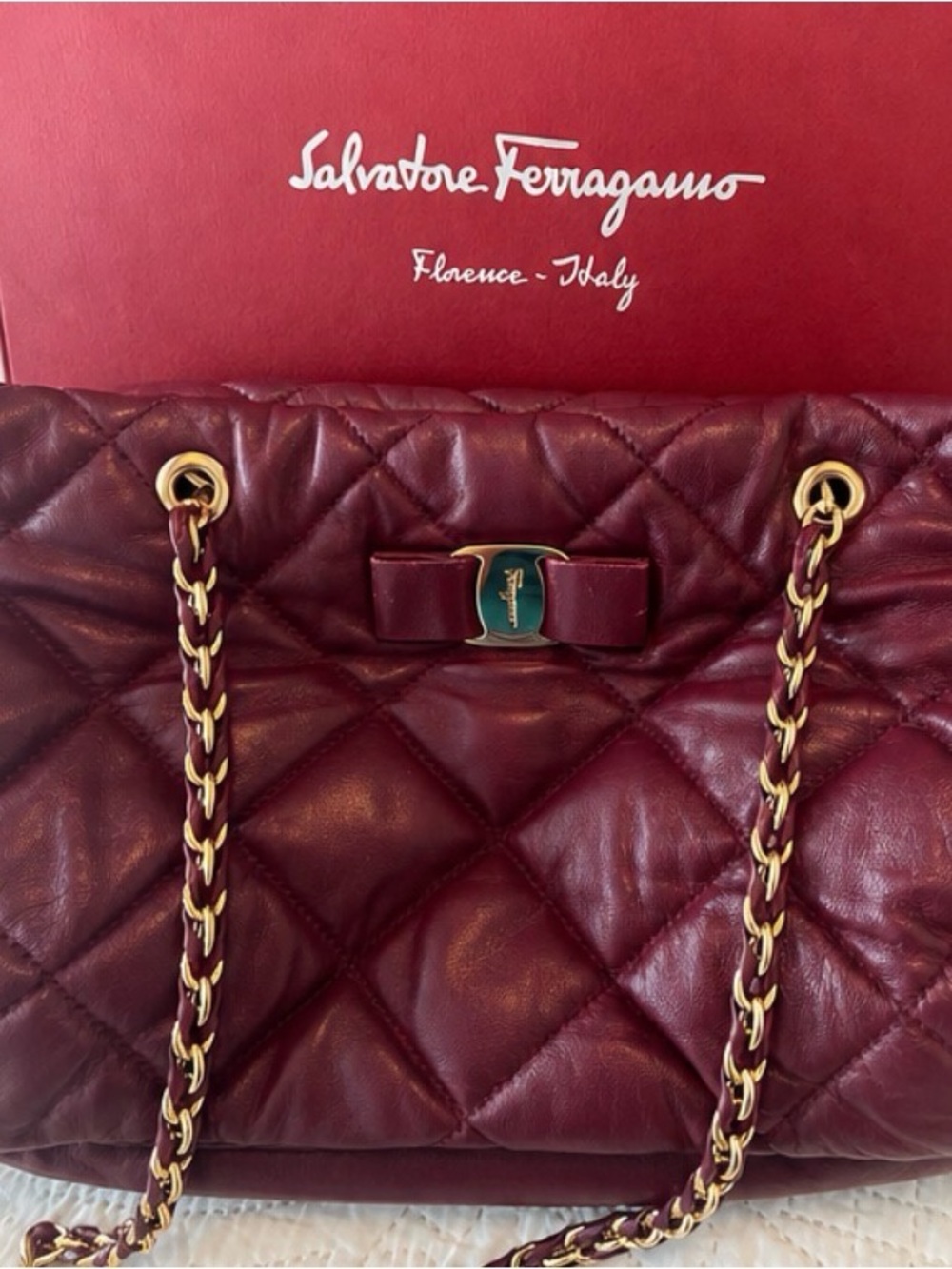 Salvatore Ferragamo Ginette Quilted Nappa Leather Chain Bag - Picture 2 of 6